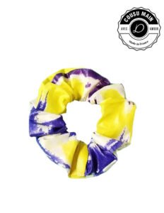 grand chouchou à motifs jaune et violet