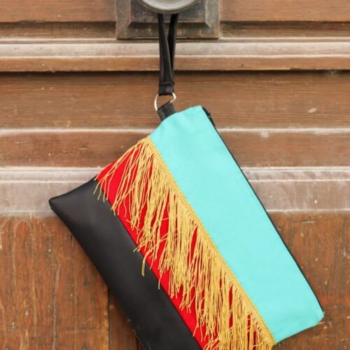 Pochette chic à franges tricolore TERRY 2- PIECE UNIQUE
