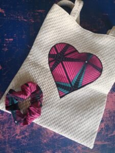 Tote Bag recyclé Motif Coeur rose
